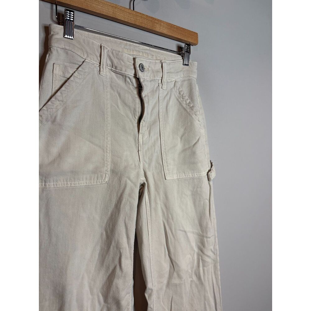 American Eagle Super High Rise Baggy Wide Leg cream jeans - Picture 4 of 6